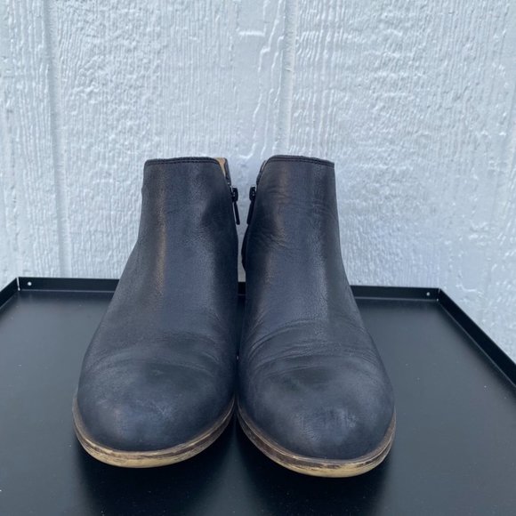 Lucky Brand Burklee Ankle Booties Side Zip Leather Black Size 10 - Picture 3 of 9